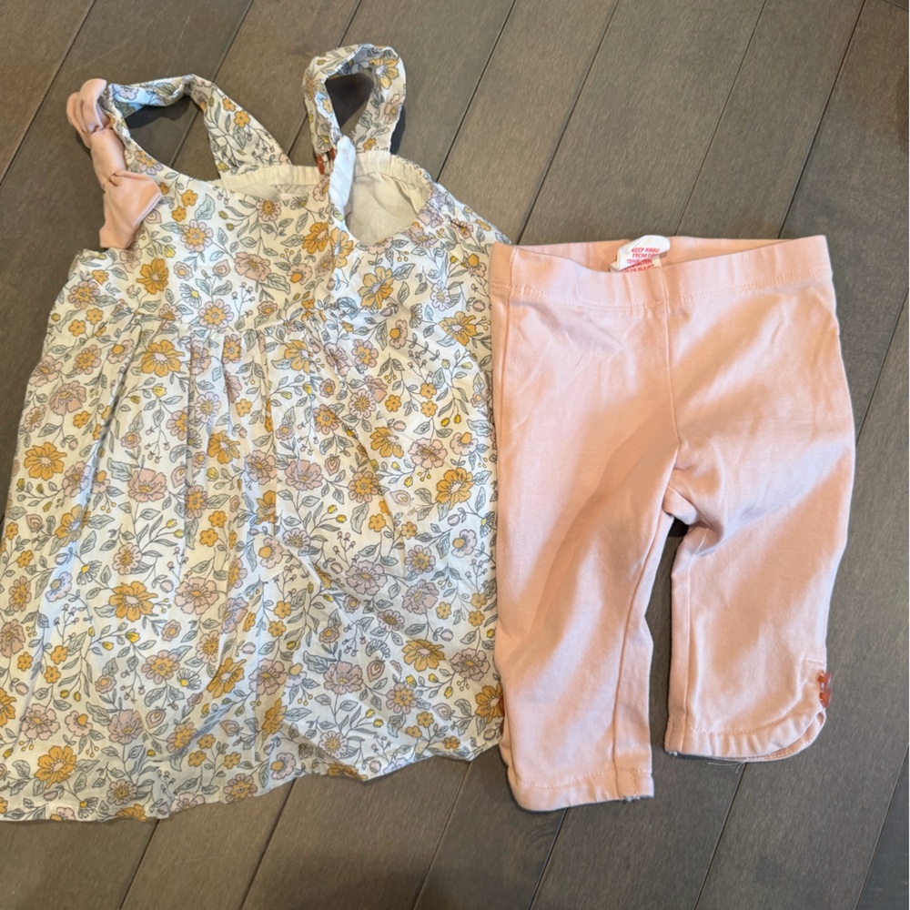 Savannah Floral Dress and Peach Leggings Set